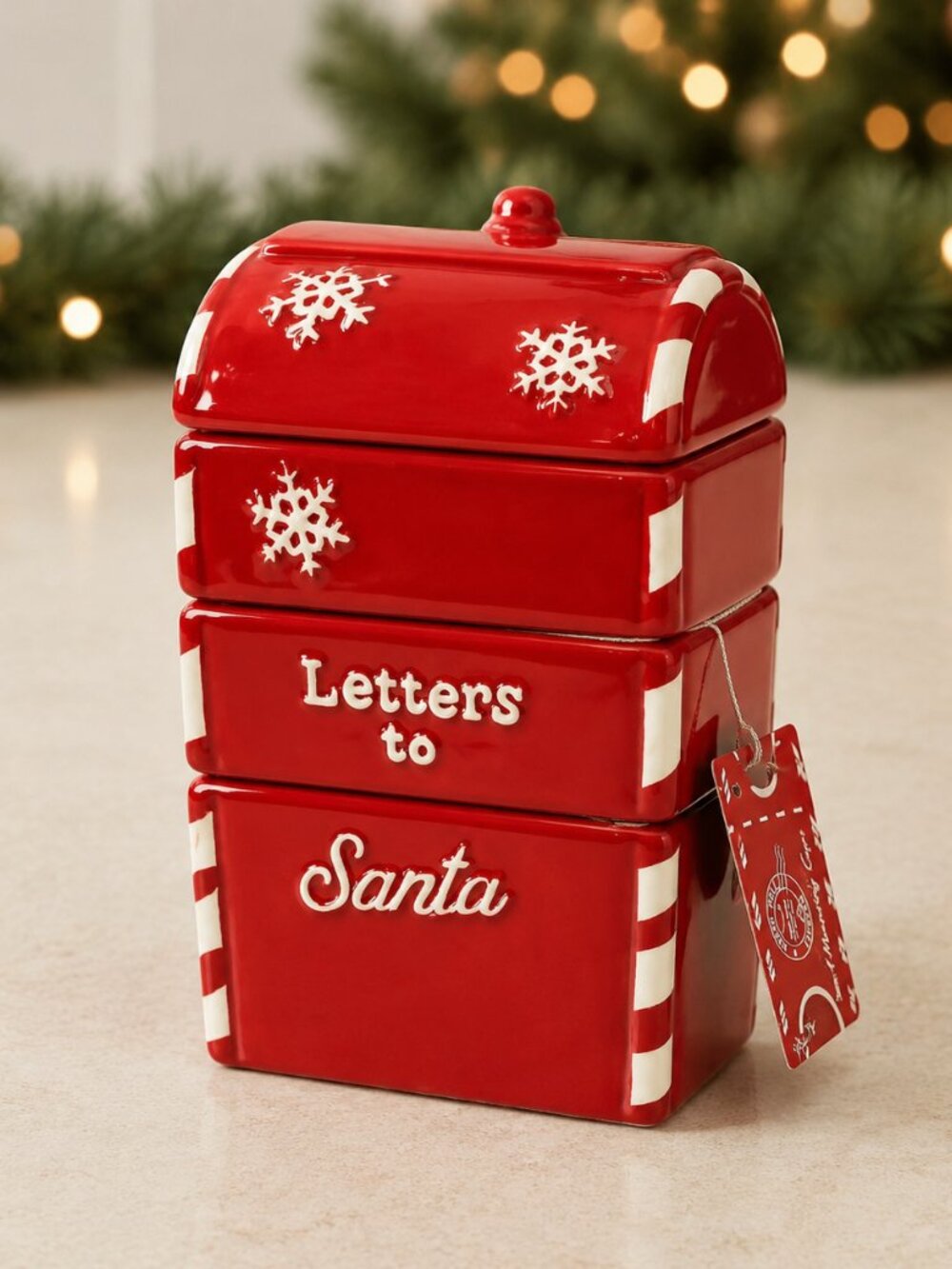10 Strawberry Street Letters to Santa Stackable Ceramic Measuring Cups NIP